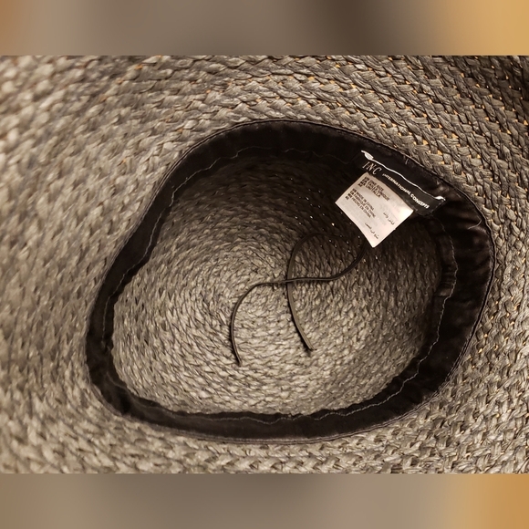 INC International Concepts Straw Bow Kettle Hat Black Floppy Sun Hat One Size - Picture 8 of 8